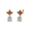 Load image into Gallery viewer, 2-carat-round-drop-antique-design-earring-with-pink-sapphire-in-14K-yellow-gold-FDEAR8425-1.0CTGSADRPI-NL-YG