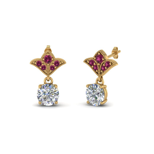 2-carat-round-drop-antique-design-earring-with-pink-sapphire-in-14K-yellow-gold-FDEAR8425-1.0CTGSADRPI-NL-YG