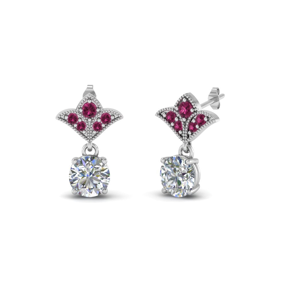 2-carat-round-drop-antique-design-earring-with-pink-sapphire-in-950-Platinum-FDEAR8425-1.0CTGSADRPI-NL-WG