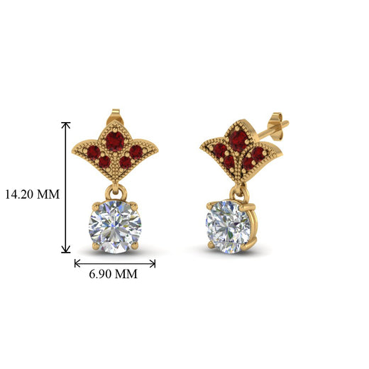 2-carat-round-drop-antique-design-earring-with-ruby-in-14K-yellow-gold-FDEAR8425-1.0CTGRUDR-NL-YG