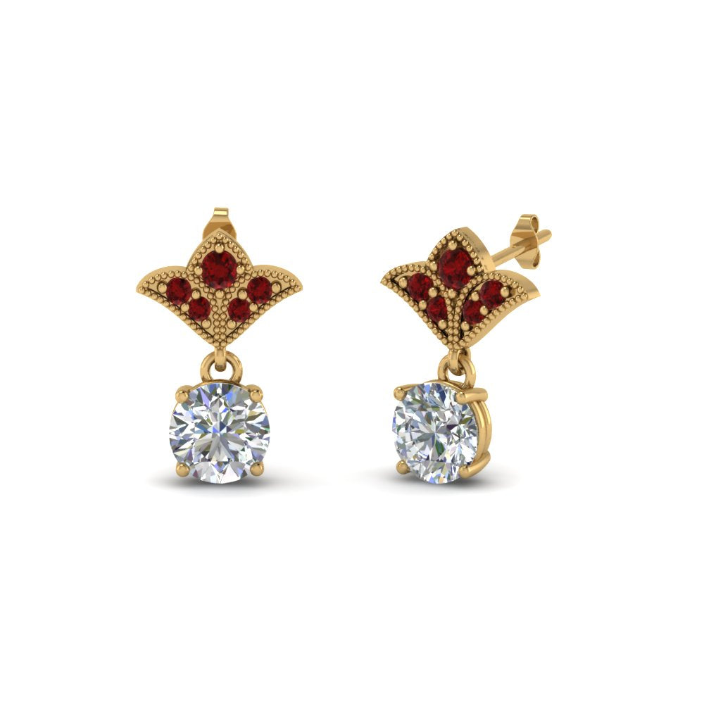 2-carat-round-drop-antique-design-earring-with-ruby-in-14K-yellow-gold-FDEAR8425-1.0CTGRUDR-NL-YG