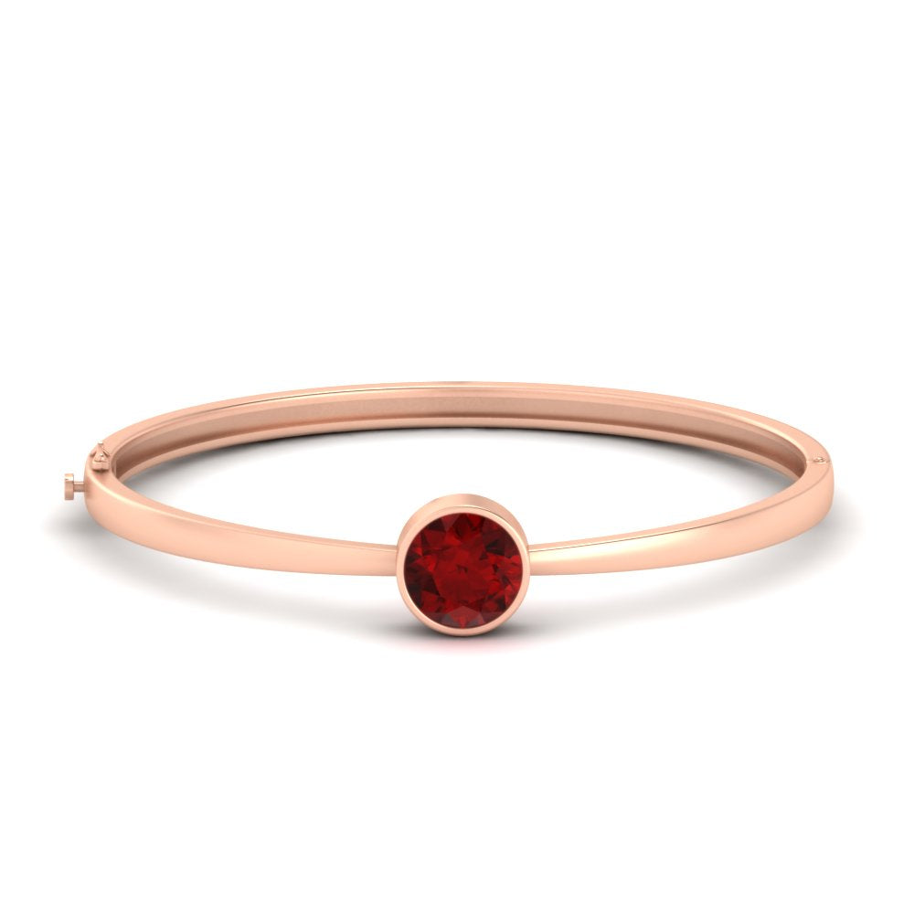 Round Solitaire Bangle Hinged Bracelet