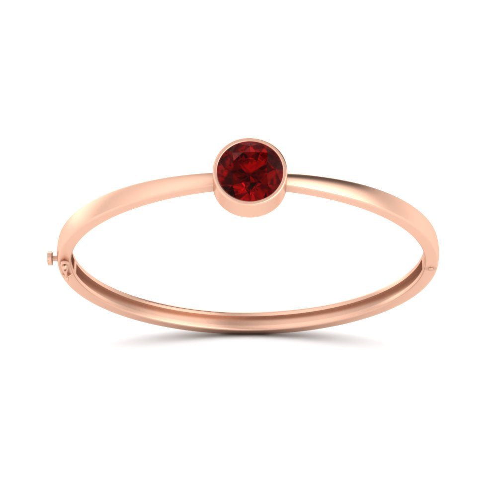 Round Solitaire Bangle Hinged Bracelet