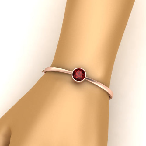 Round Solitaire Bangle Hinged Bracelet