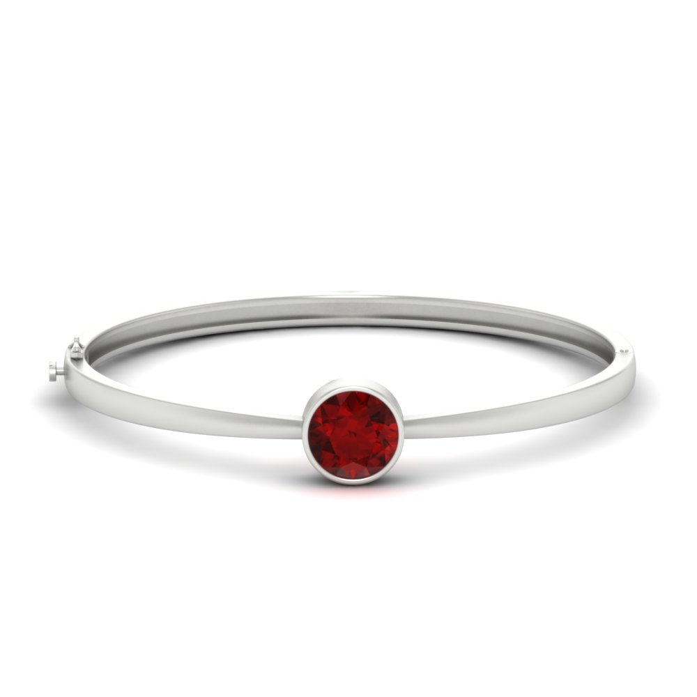 Round Solitaire Bangle Hinged Bracelet