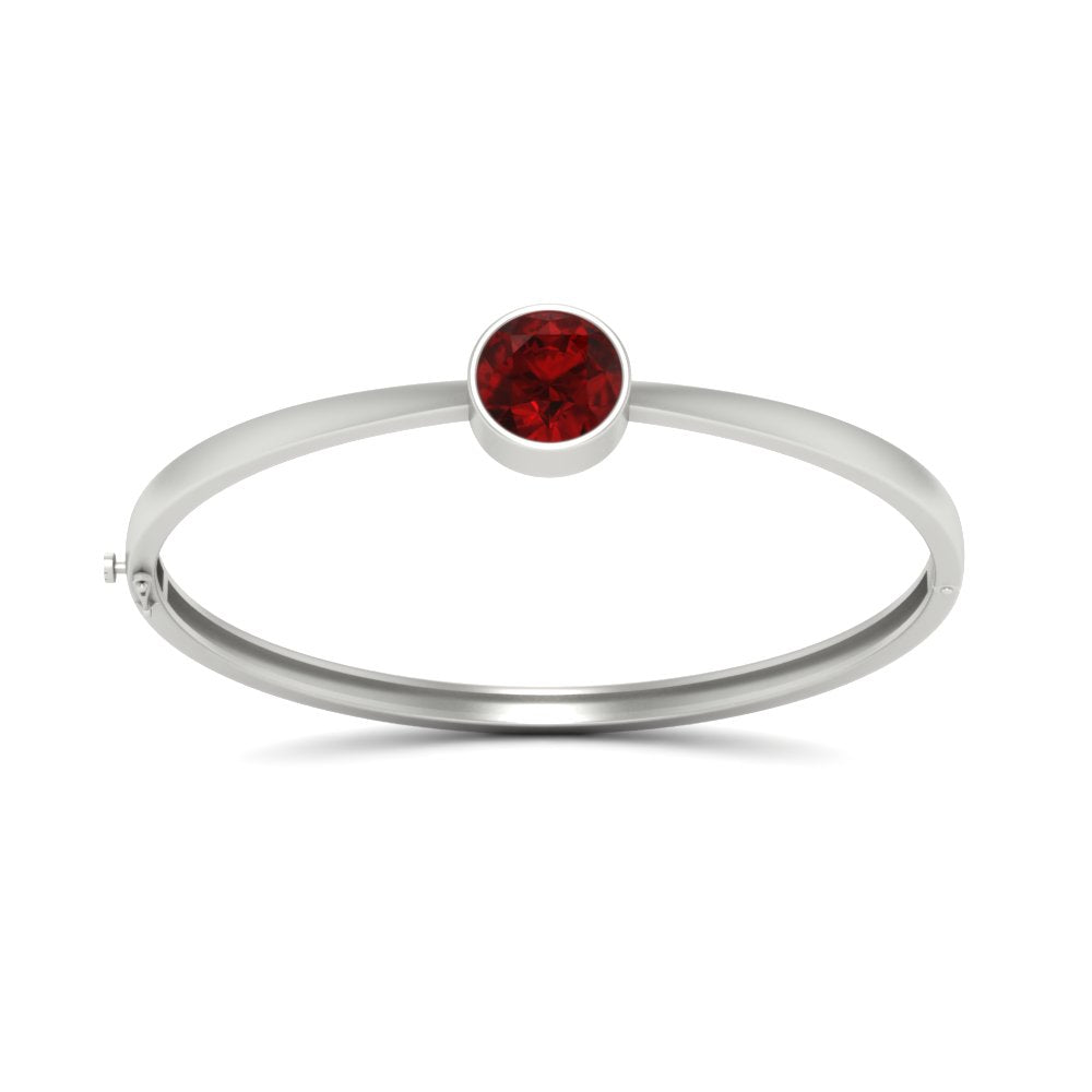Round Solitaire Bangle Hinged Bracelet