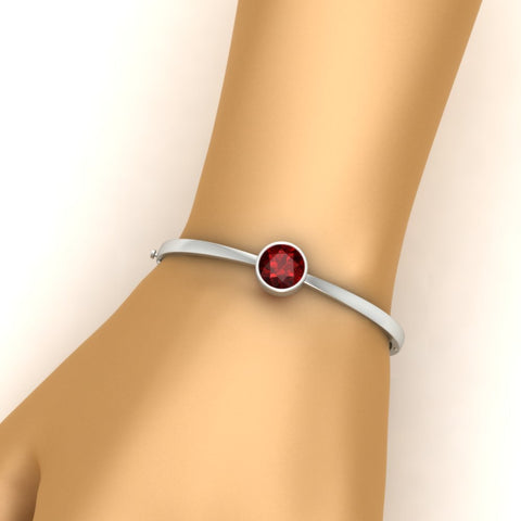 Round Solitaire Bangle Hinged Bracelet