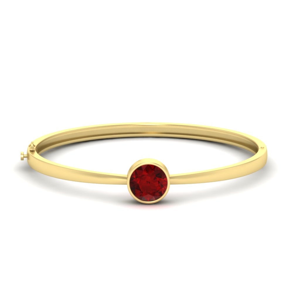 Round Solitaire Bangle Hinged Bracelet