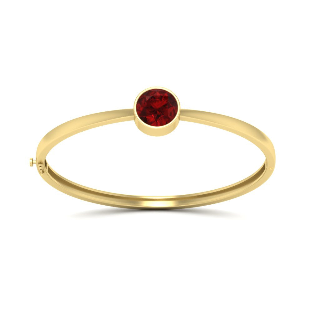 Round Solitaire Bangle Hinged Bracelet