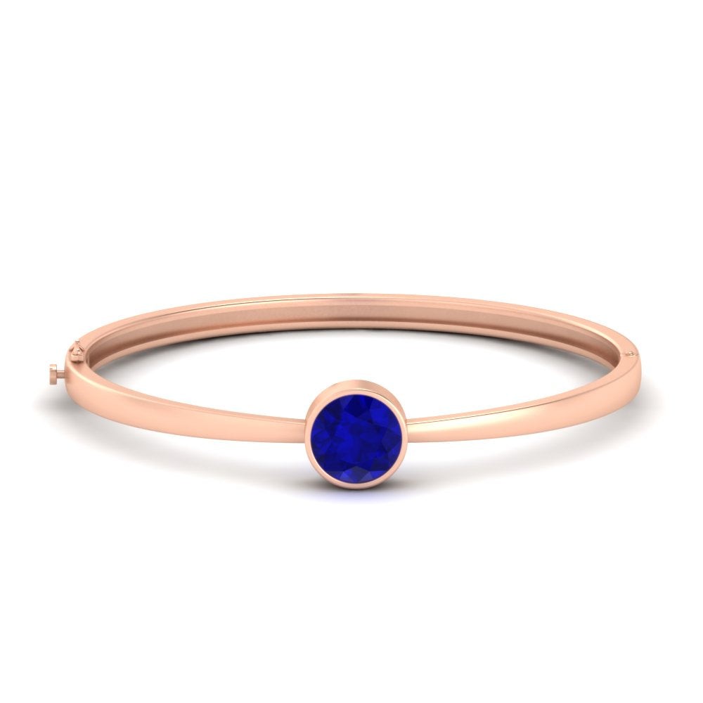 Round Solitaire Bangle Hinged Bracelet