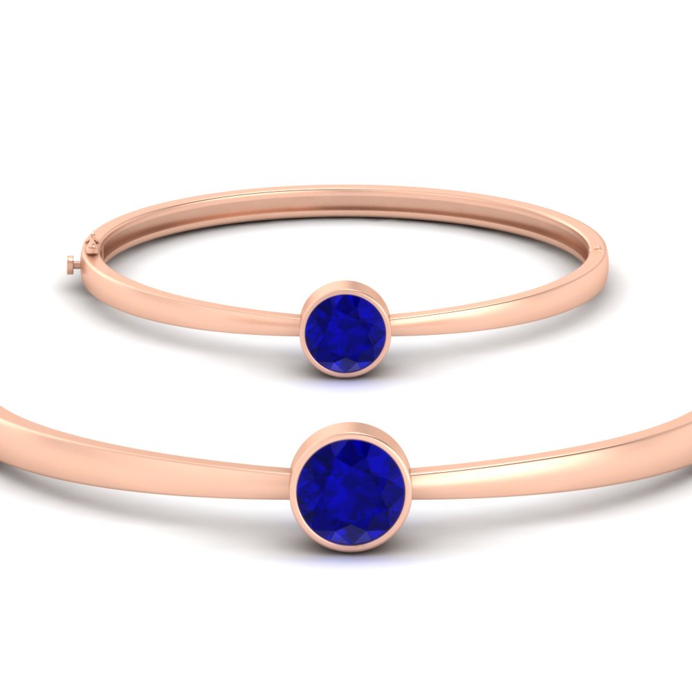 Round Solitaire Bangle Hinged Bracelet