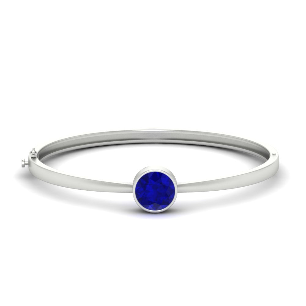 Round Solitaire Bangle Hinged Bracelet