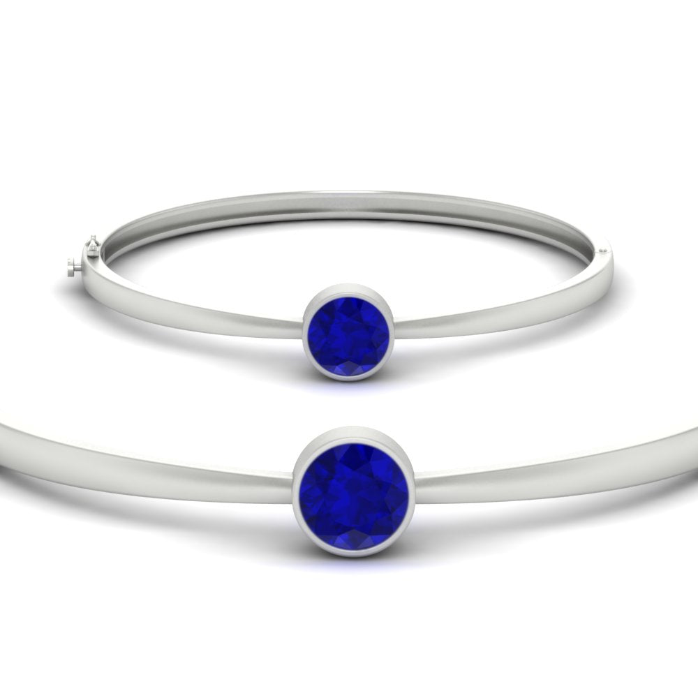 Round Solitaire Bangle Hinged Bracelet