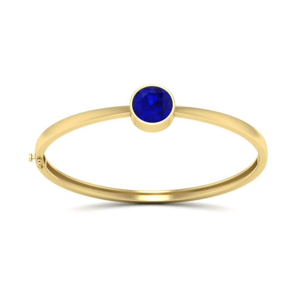 Round Solitaire Bangle Hinged Bracelet