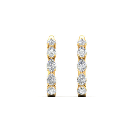 2 Carat Shared Prong Pear Diamond Hoop Earrings