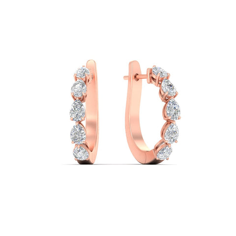 2 Carat Shared Prong Pear Diamond Hoop Earrings