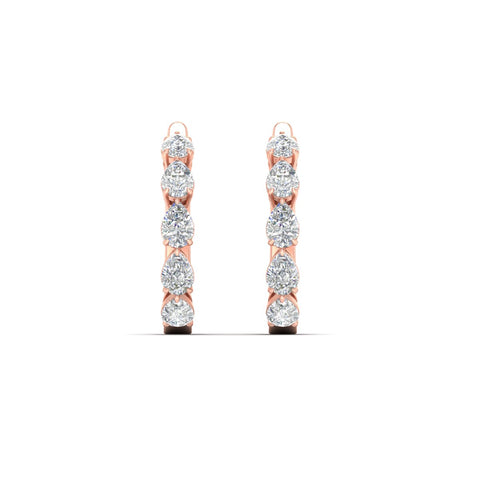 2 Carat Shared Prong Pear Diamond Hoop Earrings
