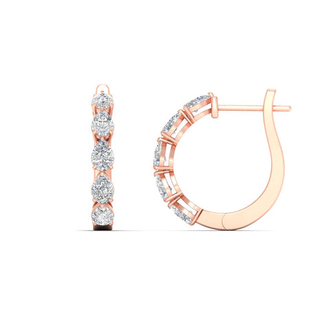 2 Carat Shared Prong Pear Diamond Hoop Earrings