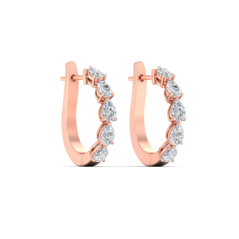 2 Carat Shared Prong Pear Diamond Hoop Earrings