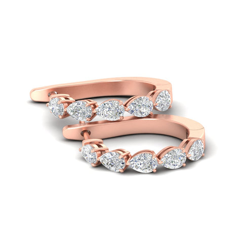 2 Carat Shared Prong Pear Diamond Hoop Earrings