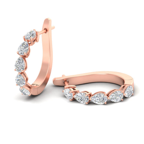 2 Carat Shared Prong Pear Diamond Hoop Earrings