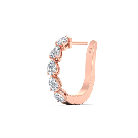2 Carat Shared Prong Pear Diamond Hoop Earrings