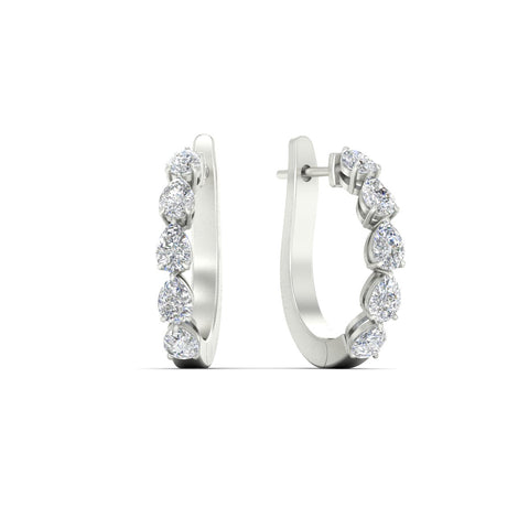 2 Carat Shared Prong Pear Diamond Hoop Earrings