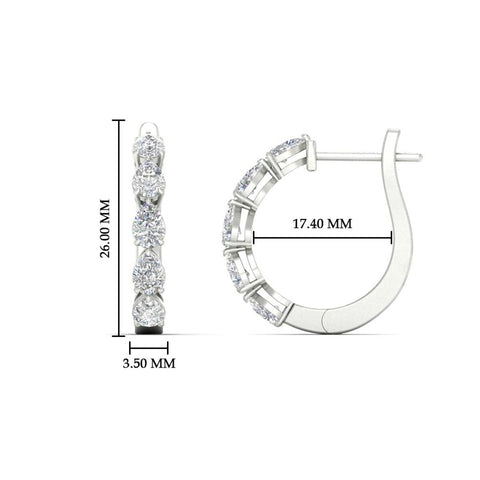 2 Carat Shared Prong Pear Diamond Hoop Earrings