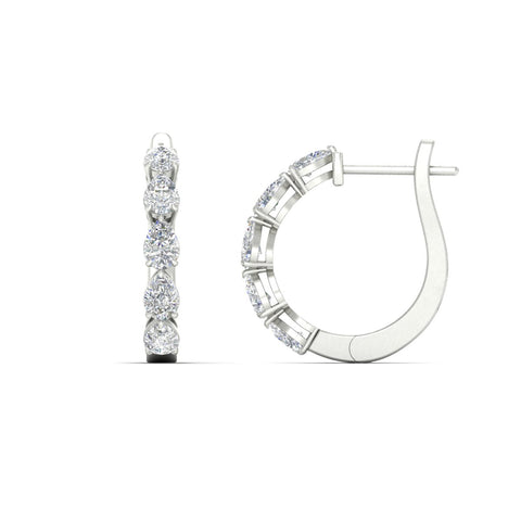 2 Carat Shared Prong Pear Diamond Hoop Earrings