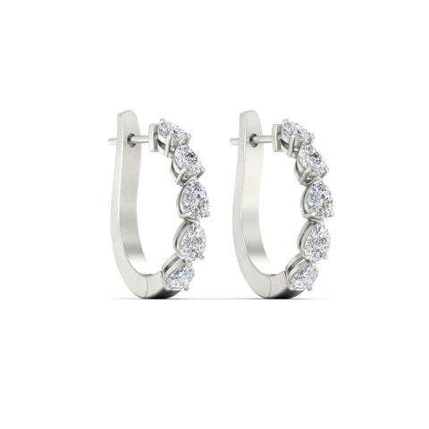 2 Carat Shared Prong Pear Diamond Hoop Earrings