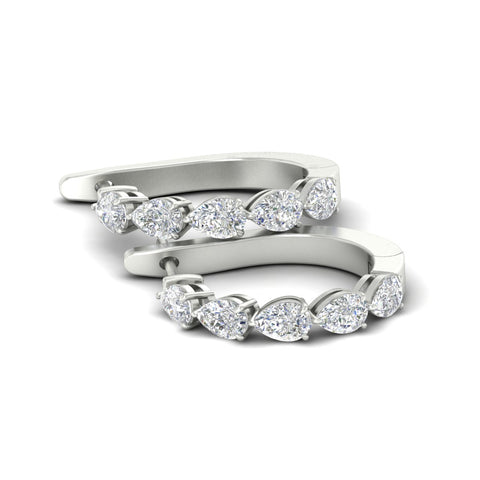 2 Carat Shared Prong Pear Diamond Hoop Earrings
