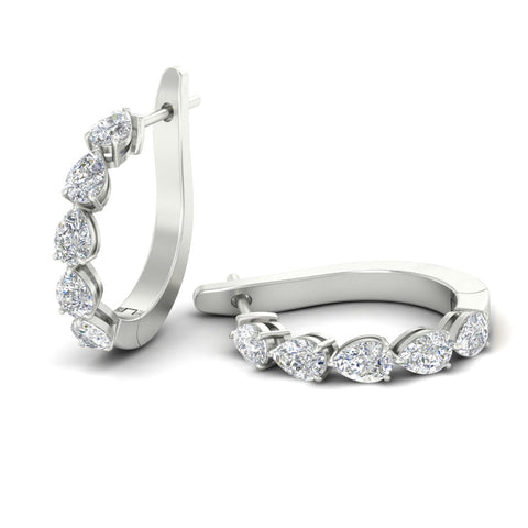 2 Carat Shared Prong Pear Diamond Hoop Earrings