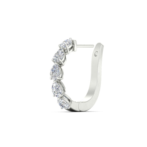 2 Carat Shared Prong Pear Diamond Hoop Earrings