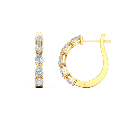 2 Carat Shared Prong Pear Diamond Hoop Earrings