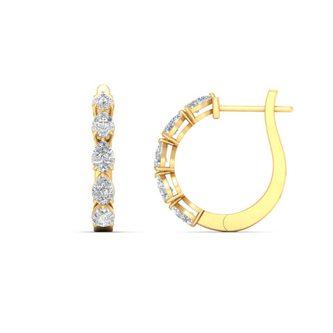 2 Carat Shared Prong Pear Diamond Hoop Earrings