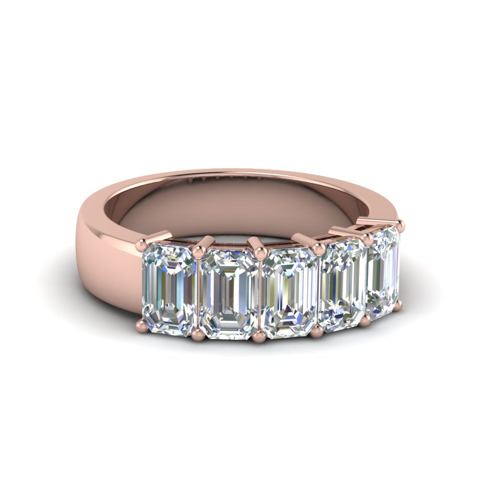 Emerald Cut Five Stone Diamond Anniversary Ring