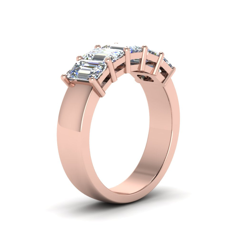 Emerald Cut Five Stone Diamond Anniversary Ring