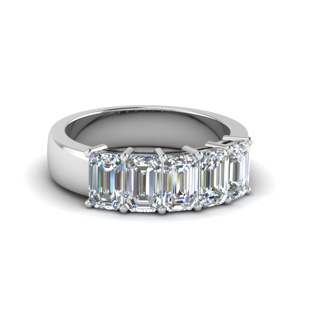 Emerald Cut Five Stone Diamond Anniversary Ring