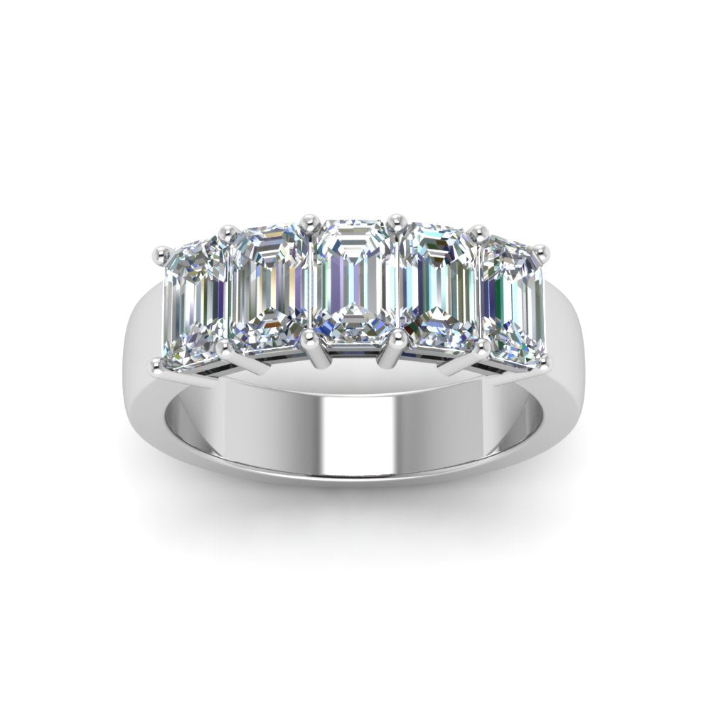 Emerald Cut Five Stone Diamond Anniversary Ring