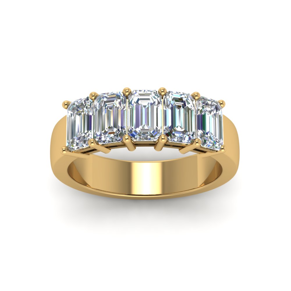 Emerald Cut Five Stone Diamond Anniversary Ring