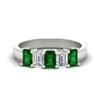 Load image into Gallery viewer, 2-ct-emerald-emerald-cut-5-stone-wedding-band-in-white-gold-fdwb8008emgemgrsleep-2.00ct-nl-wg