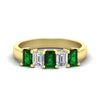 Load image into Gallery viewer, 2-ct-emerald-emerald-cut-5-stone-wedding-band-in-yellow-gold-fdwb8008emgemgrsleep-2.00ct-nl-yg
