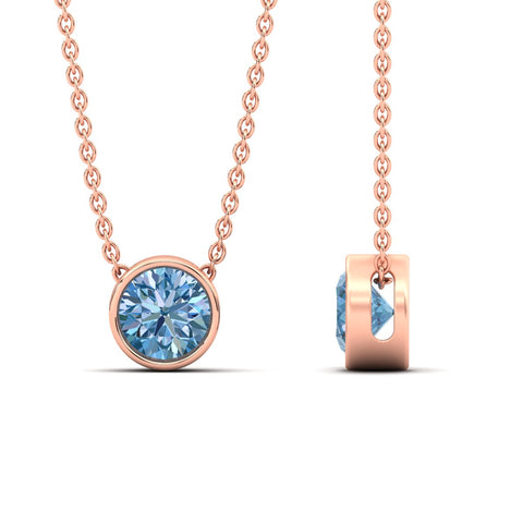 Fancy Lab Grown Colored Stone Diamond Round Bezel Pendant