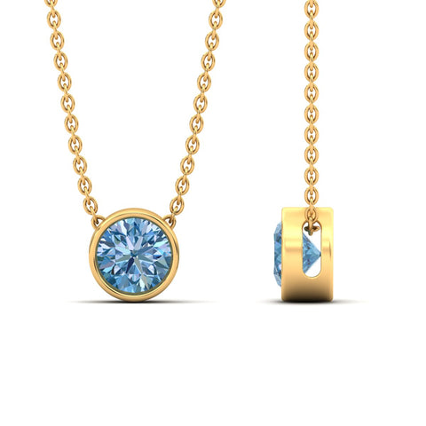 Fancy Lab Grown Colored Stone Diamond Round Bezel Pendant