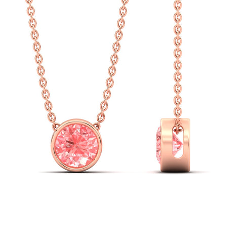 Fancy Lab Grown Colored Stone Diamond Round Bezel Pendant