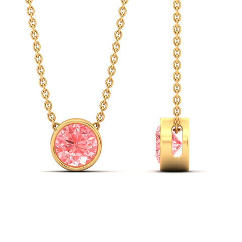 Fancy Lab Grown Colored Stone Diamond Round Bezel Pendant