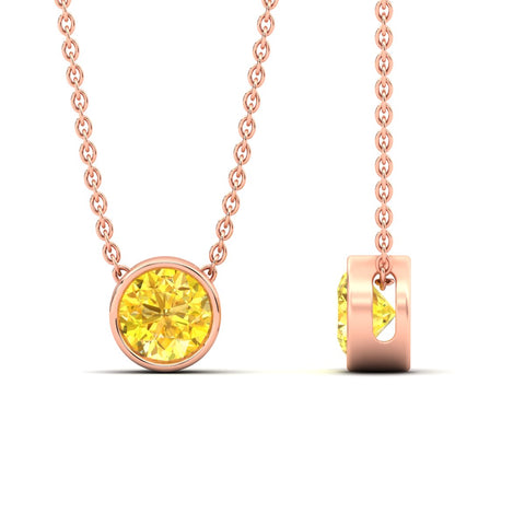 Fancy Lab Grown Colored Stone Diamond Round Bezel Pendant