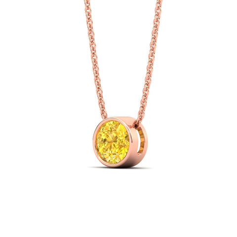 Fancy Lab Grown Colored Stone Diamond Round Bezel Pendant