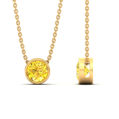 Fancy Lab Grown Colored Stone Diamond Round Bezel Pendant