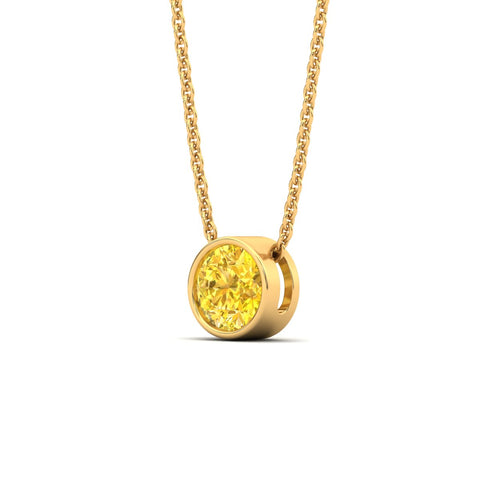 Fancy Lab Grown Colored Stone Diamond Round Bezel Pendant